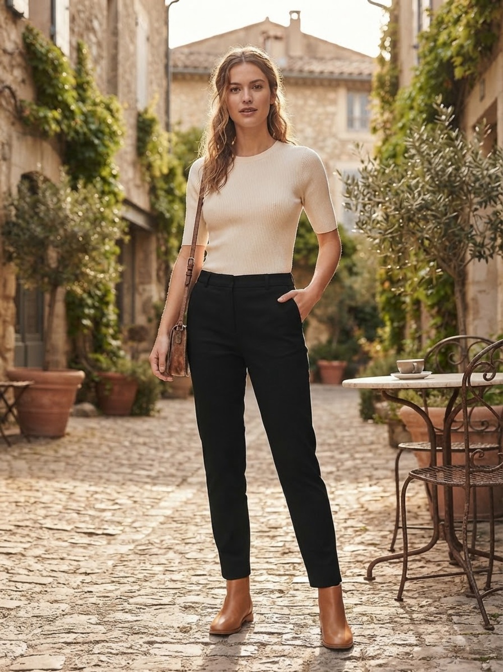 Time and Tru Black Tailored Ankle Pants